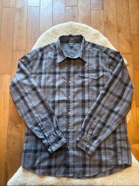 Royal Robbins Men's Plaid Button-Down Shirt - Gray & Brown Tones